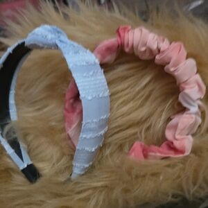 Headbands Pink and White Fabric - Soft Ruched and Textured Styles NWOT